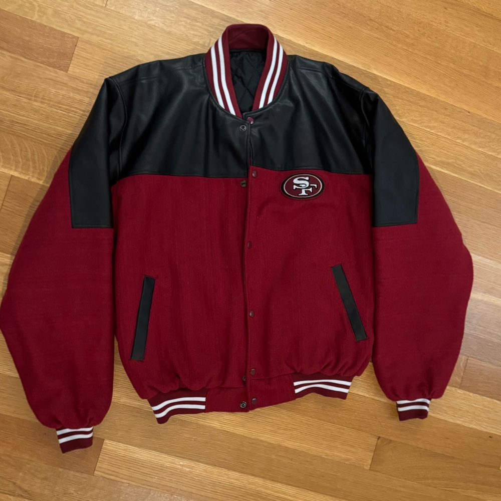 Men's San Francisco 49ers Red and Black Varsity Jacket